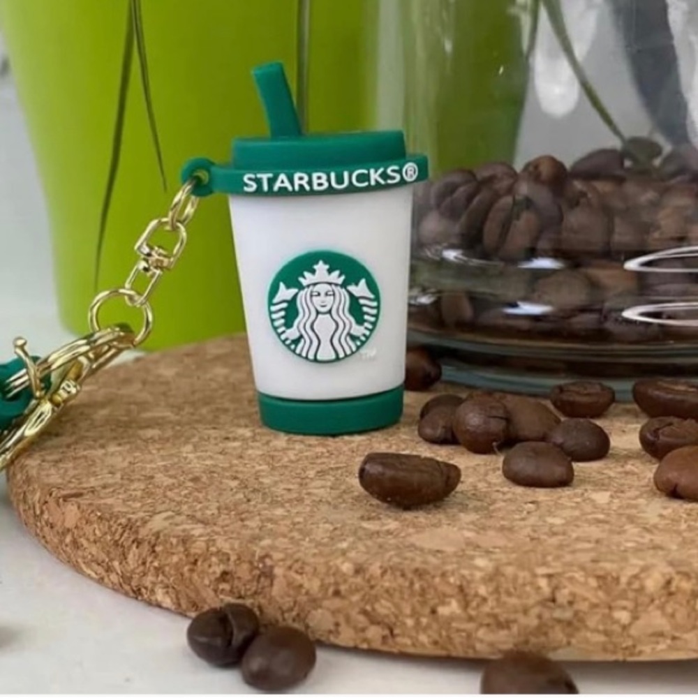 Starbucks Keyring Silicone Accessory Green/White Strap for coffee Enthusiast NWT - Picture 3 of 4